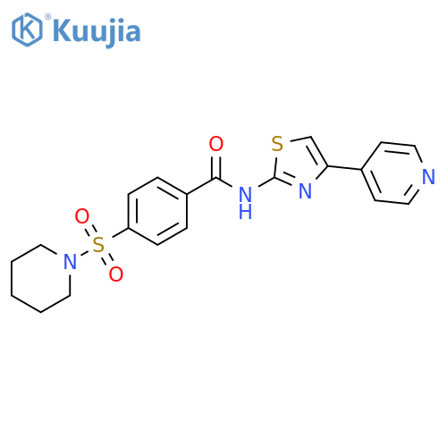 4-(piperidine-1-sulfonyl)-N-4-(pyridin-4-yl)-1,3-thiazol-2-ylbenzamide structure