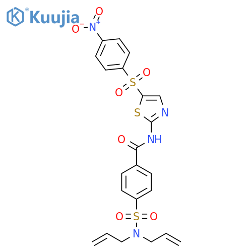 4-bis(prop-2-en-1-yl)sulfamoyl-N-5-(4-nitrobenzenesulfonyl)-1,3-thiazol-2-ylbenzamide structure