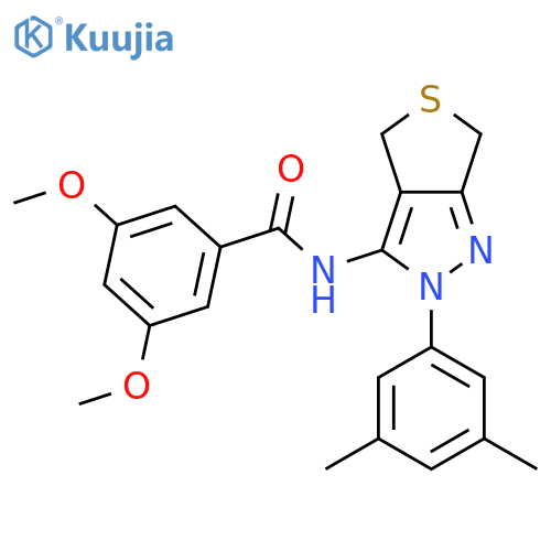 N-2-(3,5-dimethylphenyl)-2H,4H,6H-thieno3,4-cpyrazol-3-yl-3,5-dimethoxybenzamide structure