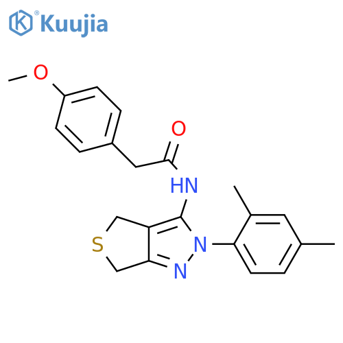 N-2-(2,4-dimethylphenyl)-2H,4H,6H-thieno3,4-cpyrazol-3-yl-2-(4-methoxyphenyl)acetamide structure