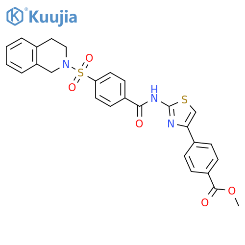 methyl 4-{2-4-(1,2,3,4-tetrahydroisoquinoline-2-sulfonyl)benzamido-1,3-thiazol-4-yl}benzoate structure
