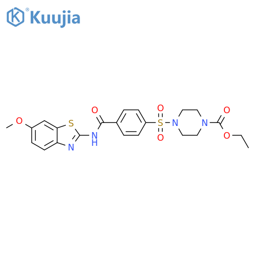 ethyl 4-{4-(6-methoxy-1,3-benzothiazol-2-yl)carbamoylbenzenesulfonyl}piperazine-1-carboxylate structure