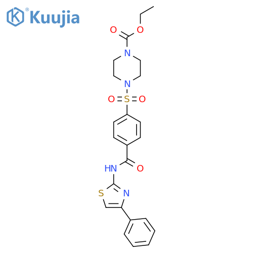 ethyl 4-{4-(4-phenyl-1,3-thiazol-2-yl)carbamoylbenzenesulfonyl}piperazine-1-carboxylate structure