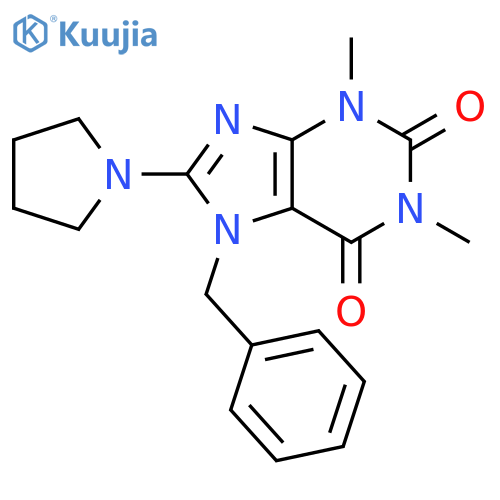 7-benzyl-1,3-dimethyl-8-(pyrrolidin-1-yl)-2,3,6,7-tetrahydro-1H-purine-2,6-dione structure