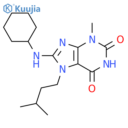 8-(cyclohexylamino)-3-methyl-7-(3-methylbutyl)-2,3,6,7-tetrahydro-1H-purine-2,6-dione structure
