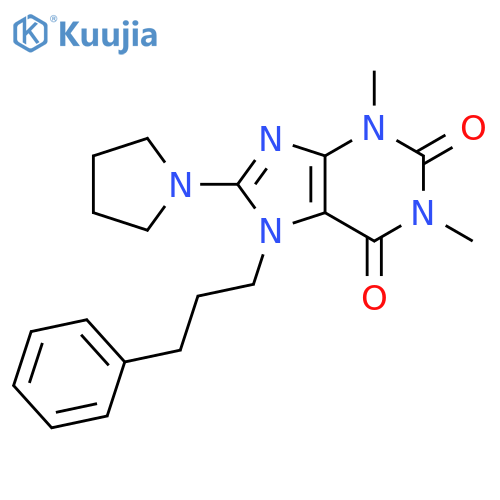 1,3-dimethyl-7-(3-phenylpropyl)-8-(pyrrolidin-1-yl)-2,3,6,7-tetrahydro-1H-purine-2,6-dione structure
