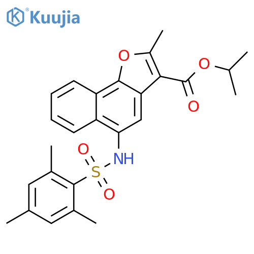 propan-2-yl 2-methyl-5-(2,4,6-trimethylbenzenesulfonamido)naphtho1,2-bfuran-3-carboxylate structure