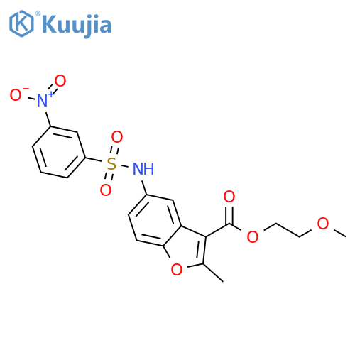 2-methoxyethyl 2-methyl-5-(3-nitrobenzenesulfonamido)-1-benzofuran-3-carboxylate structure