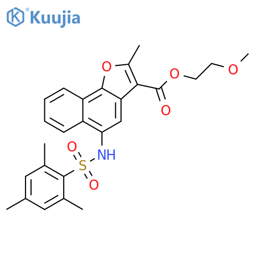 2-methoxyethyl 2-methyl-5-(2,4,6-trimethylbenzenesulfonamido)naphtho1,2-bfuran-3-carboxylate structure