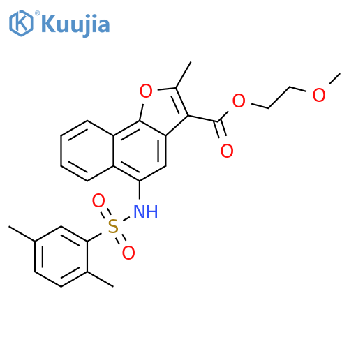 2-methoxyethyl 5-(2,5-dimethylbenzenesulfonamido)-2-methylnaphtho1,2-bfuran-3-carboxylate structure