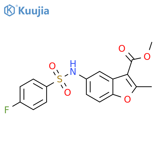 methyl 5-(4-fluorobenzenesulfonamido)-2-methyl-1-benzofuran-3-carboxylate structure