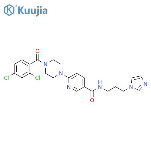 3-Pyridinecarboxamide,6-[4-(2,4-dichlorobenzoyl)-1-piperazinyl]-N-[3-(1H-imidazol-1-yl)propyl]- structure