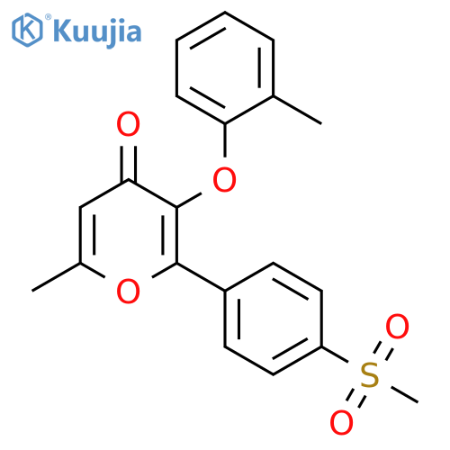 4H-Pyran-4-one,6-methyl-3-(2-methylphenoxy)-2-[4-(methylsulfonyl)phenyl]- structure