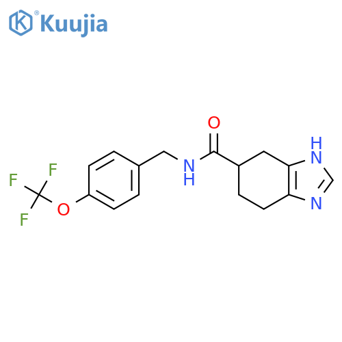 N-{4-(trifluoromethoxy)phenylmethyl}-4,5,6,7-tetrahydro-1H-1,3-benzodiazole-5-carboxamide structure
