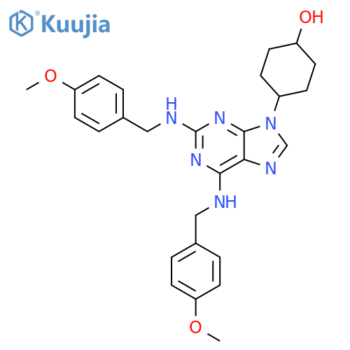 Cyclohexanol,4-[2,6-bis[[(4-methoxyphenyl)methyl]amino]-9H-purin-9-yl]- structure