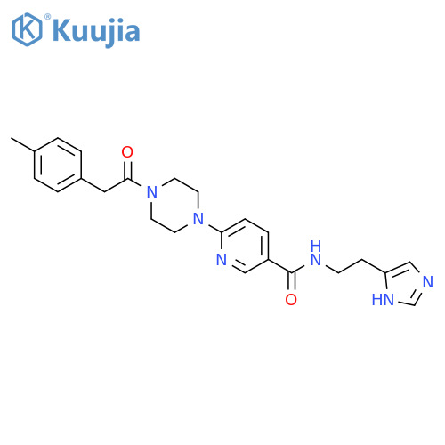 3-Pyridinecarboxamide,N-[2-(1H-imidazol-4-yl)ethyl]-6-[4-[(4-methylphenyl)acetyl]-1-piperazinyl]- structure