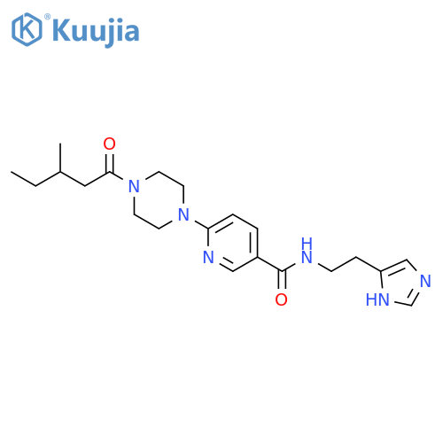 3-Pyridinecarboxamide,N-[2-(1H-imidazol-4-yl)ethyl]-6-[4-(3-methyl-1-oxopentyl)-1-piperazinyl]- structure