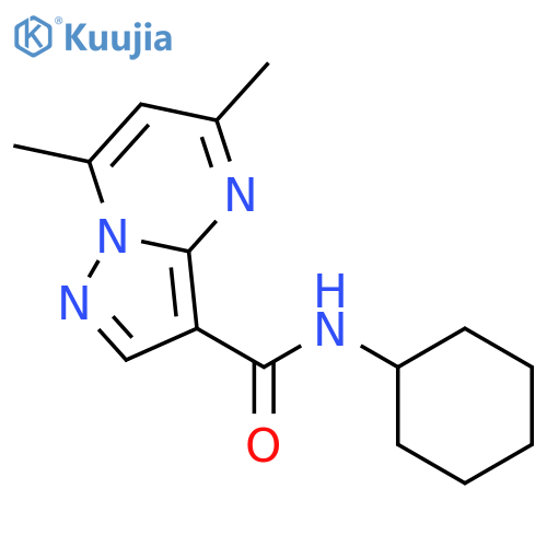 N-cyclohexyl-5,7-dimethylpyrazolo[1,5-a]pyrimidine-3-carboxamide structure