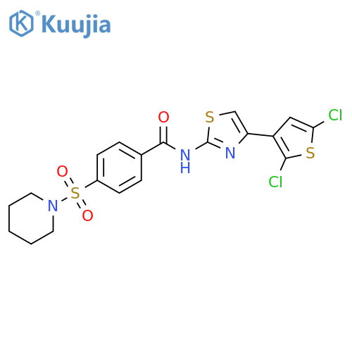N-[4-(2,5-dichlorothiophen-3-yl)-1,3-thiazol-2-yl]-4-(piperidine-1-sulfonyl)benzamide structure