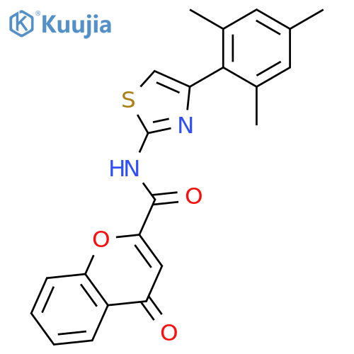4-oxo-N-4-(2,4,6-trimethylphenyl)-1,3-thiazol-2-yl-4H-chromene-2-carboxamide structure