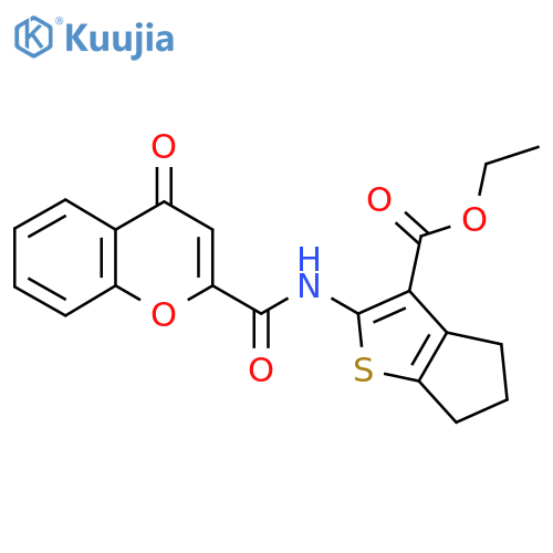 ethyl 2-(4-oxo-4H-chromene-2-amido)-4H,5H,6H-cyclopentabthiophene-3-carboxylate structure