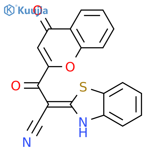 2-(2E)-2,3-dihydro-1,3-benzothiazol-2-ylidene-3-oxo-3-(4-oxo-4H-chromen-2-yl)propanenitrile structure
