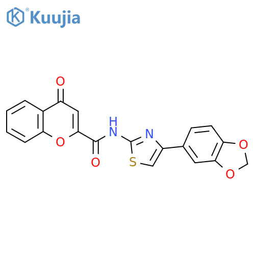 N-4-(2H-1,3-benzodioxol-5-yl)-1,3-thiazol-2-yl-4-oxo-4H-chromene-2-carboxamide structure