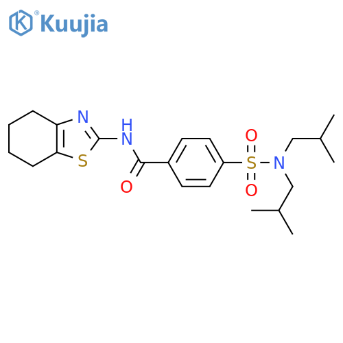 4-[bis(2-methylpropyl)sulfamoyl]-N-(4,5,6,7-tetrahydro-1,3-benzothiazol-2-yl)benzamide structure