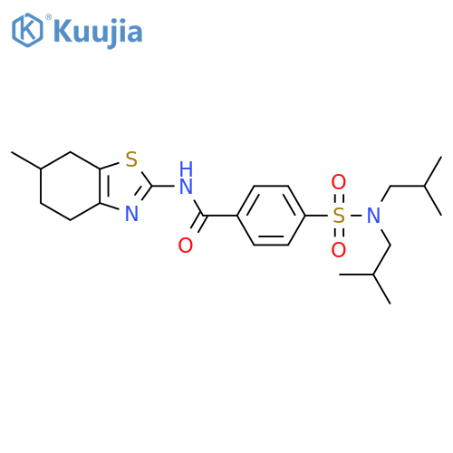 4-[bis(2-methylpropyl)sulfamoyl]-N-(6-methyl-4,5,6,7-tetrahydro-1,3-benzothiazol-2-yl)benzamide structure