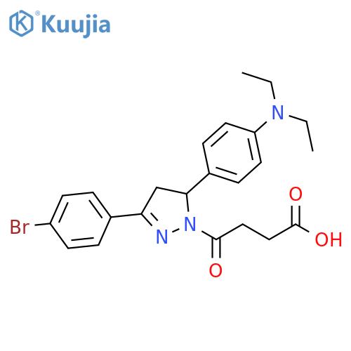 4-3-(4-bromophenyl)-5-4-(diethylamino)phenyl-4,5-dihydro-1H-pyrazol-1-yl-4-oxobutanoic acid structure