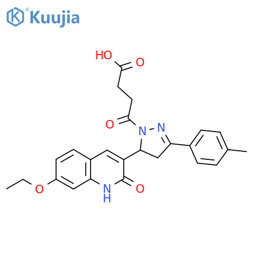 4-5-(7-ethoxy-2-oxo-1,2-dihydroquinolin-3-yl)-3-(4-methylphenyl)-4,5-dihydro-1H-pyrazol-1-yl-4-oxobutanoic acid structure