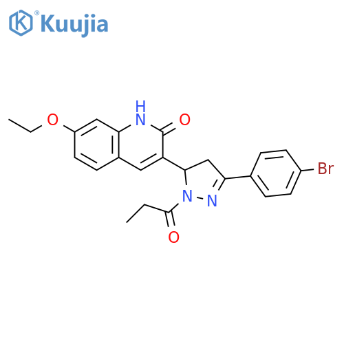 3-3-(4-bromophenyl)-1-propanoyl-4,5-dihydro-1H-pyrazol-5-yl-7-ethoxy-1,2-dihydroquinolin-2-one structure