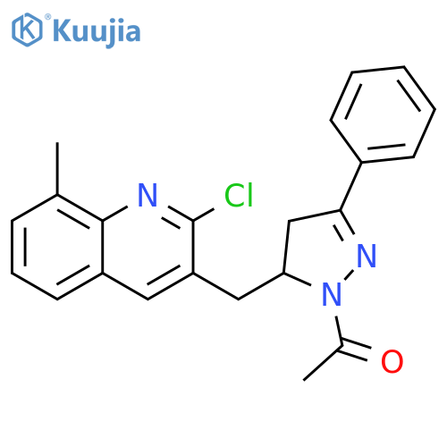 1-{5-(2-chloro-8-methylquinolin-3-yl)methyl-3-phenyl-4,5-dihydro-1H-pyrazol-1-yl}ethan-1-one structure