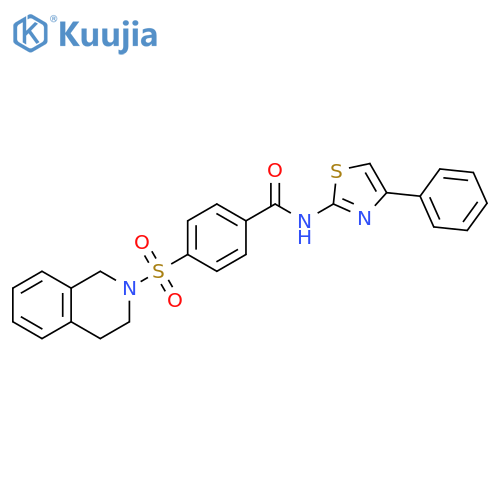 N-(4-phenyl-1,3-thiazol-2-yl)-4-(1,2,3,4-tetrahydroisoquinoline-2-sulfonyl)benzamide structure