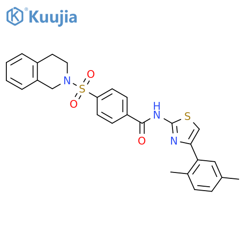 N-4-(2,5-dimethylphenyl)-1,3-thiazol-2-yl-4-(1,2,3,4-tetrahydroisoquinoline-2-sulfonyl)benzamide structure