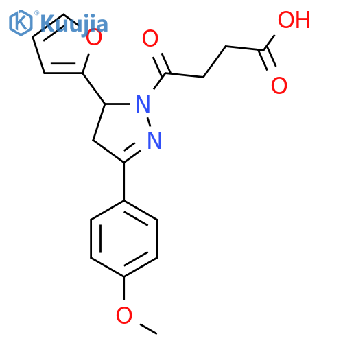 4-5-(furan-2-yl)-3-(4-methoxyphenyl)-4,5-dihydro-1H-pyrazol-1-yl-4-oxobutanoic acid structure