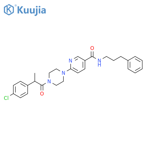 3-Pyridinecarboxamide,6-[4-[2-(4-chlorophenyl)-1-oxopropyl]-1-piperazinyl]-N-(3-phenylpropyl)- structure