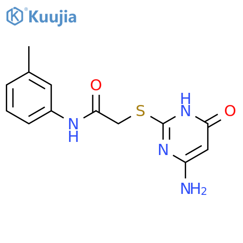 <br>2-[(4-amino-6-oxo-1,6-dihydro-2-pyrimidinyl)sulfanyl]-N-(3-methylphenyl)ace tamide structure