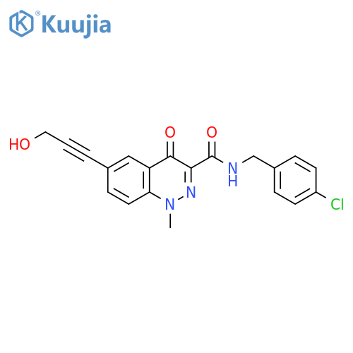 3-Cinnolinecarboxamide,N-[(4-chlorophenyl)methyl]-1,4-dihydro-6-(3-hydroxy-1-propynyl)-1-methyl-4-oxo- structure