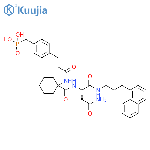 Phosphonic acid,[[4-[3-[[1-[[[(1S)-3-amino-1-[[[3-(1-naphthalenyl)propyl]amino]carbonyl]-3-oxopropyl]amino]carbonyl]cyclohexyl]amino]-3-oxopropyl]phenyl]methyl]- structure