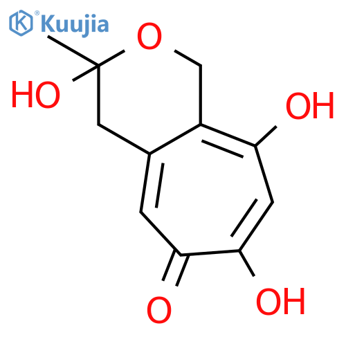 3,7,9-trihydroxy-3-methyl-3,4-dihydrocyclohepta[c]pyran-6(1H)-one structure