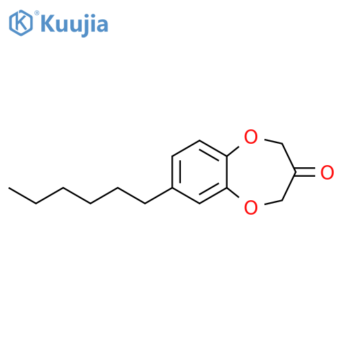 2H-1,5-Benzodioxepin-3(4H)-one, 7-hexyl- structure