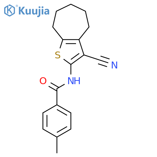 N-{3-cyano-4H,5H,6H,7H,8H-cycloheptabthiophen-2-yl}-4-methylbenzamide structure