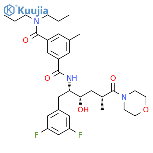 1,3-Benzenedicarboxamide,N'-[(1S,2S,4R)-1-[(3,5-difluorophenyl)methyl]-2-hydroxy-4-methyl-5-(4-morpholinyl)-5-oxopentyl]-5-methyl-N,N-dipropyl- structure
