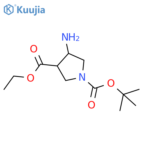 O1-tert-butyl O3-ethyl trans-4-aminopyrrolidine-1,3-dicarboxylate structure