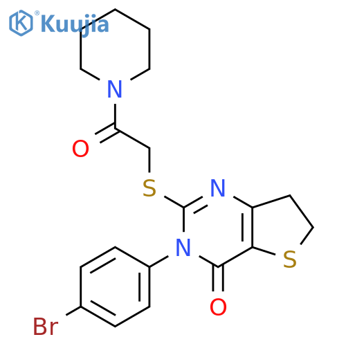 3-(4-bromophenyl)-2-{2-oxo-2-(piperidin-1-yl)ethylsulfanyl}-3H,4H,6H,7H-thieno3,2-dpyrimidin-4-one structure