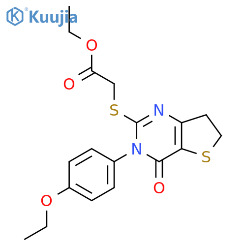 ethyl 2-{3-(4-ethoxyphenyl)-4-oxo-3H,4H,6H,7H-thieno3,2-dpyrimidin-2-ylsulfanyl}acetate structure