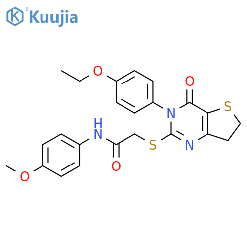 2-{[3-(4-ethoxyphenyl)-4-oxo-3H,4H,6H,7H-thieno[3,2-d]pyrimidin-2-yl]sulfanyl}-N-(4-methoxyphenyl)acetamide structure