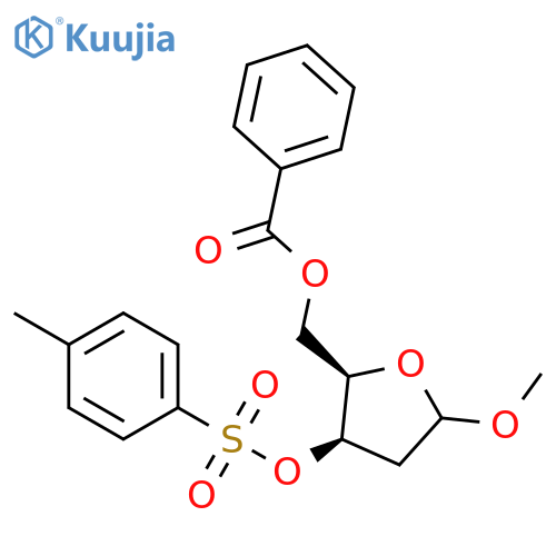 Methyl 5-O-benzoyl-3-O-tosyl-2-deoxy-D-xylofuranoside structure