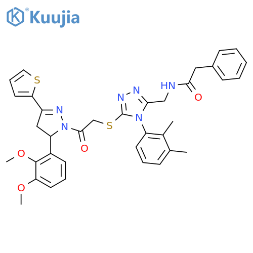 N-{5-({2-5-(2,3-dimethoxyphenyl)-3-(thiophen-2-yl)-4,5-dihydro-1H-pyrazol-1-yl-2-oxoethyl}sulfanyl)-4-(2,3-dimethylphenyl)-4H-1,2,4-triazol-3-ylmethyl}-2-phenylacetamide structure
